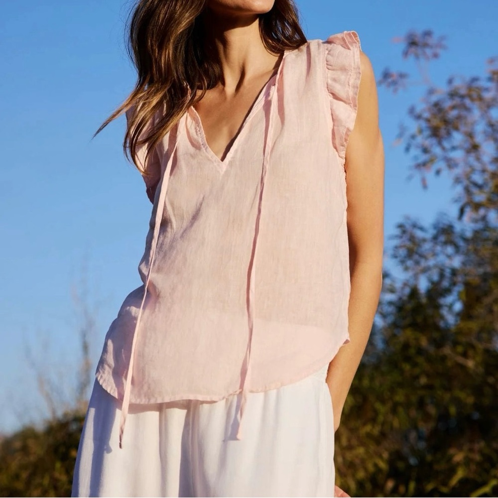 Bella Dahl Ruffle Sleeve Linen Blouse
